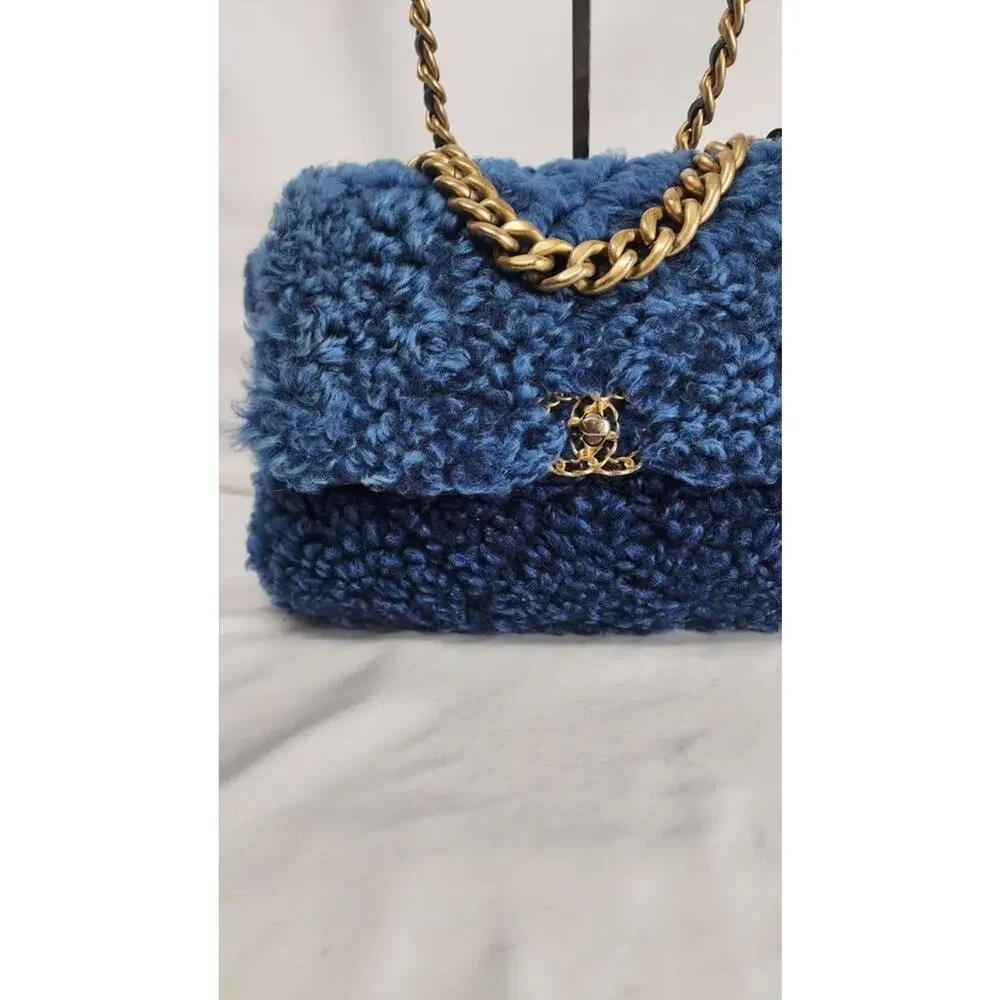 Chanel Medium Blue Shearling 19 Flap Shoulder Bag SPBJKI 342324